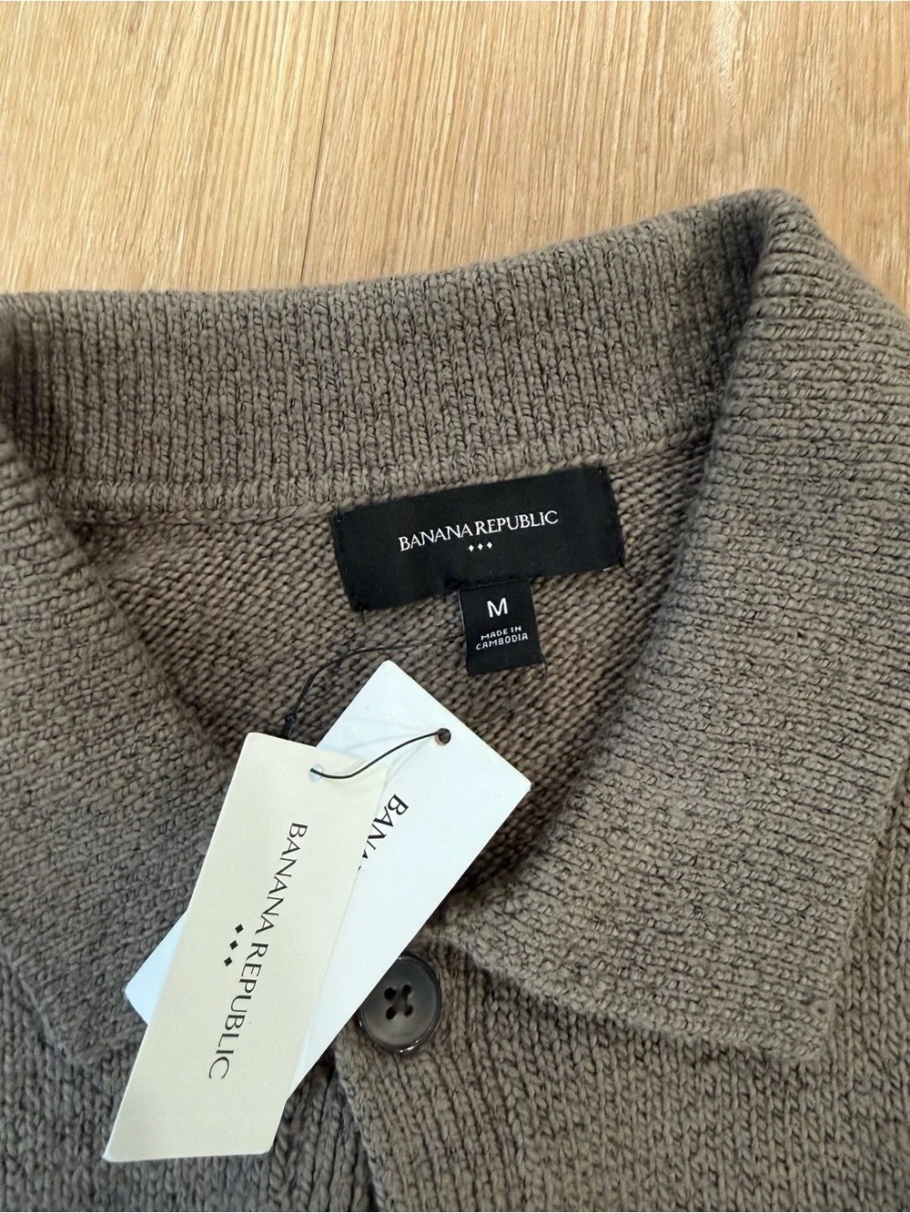 Banana Republic Men's Taupe Zip Polo Sweater